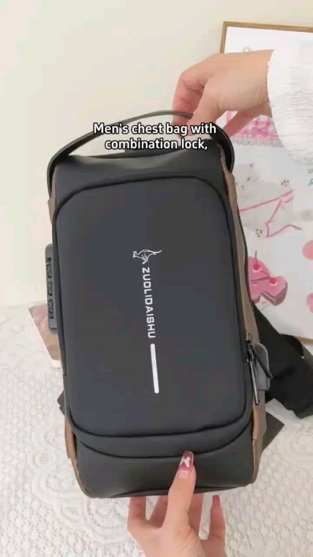 #F&S BAG#119 Stylish crossbody bag leather 3-digit combination lock,factory password is often 000.
