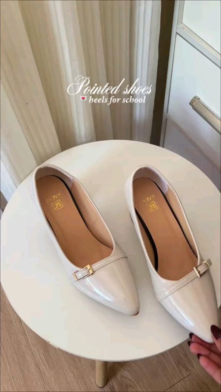 「KAEVE」2 INCH #elagant pointed toe #glossy leather black heels #sandals for women office