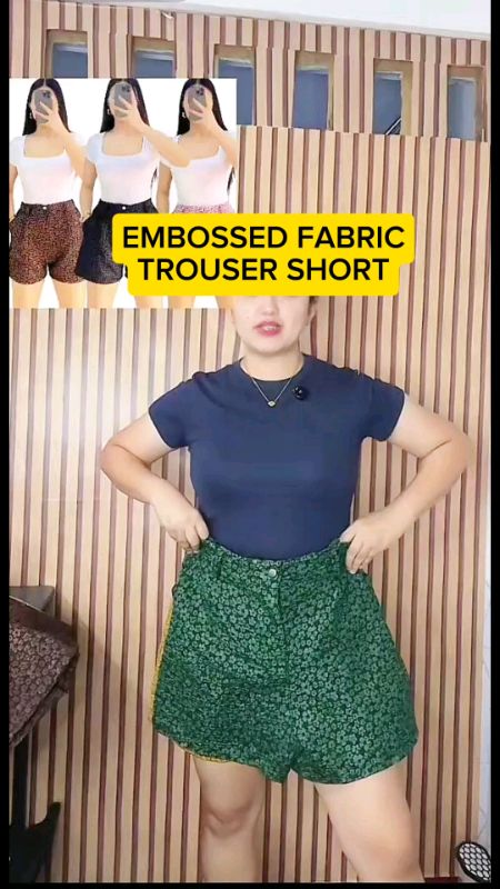 #shorts #embossedfabric #Jacquard #highwaist #garterized #women #Fashion