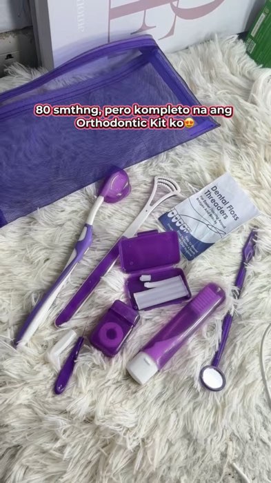 Ortho kit mesh pouch tongue scraper cleaner