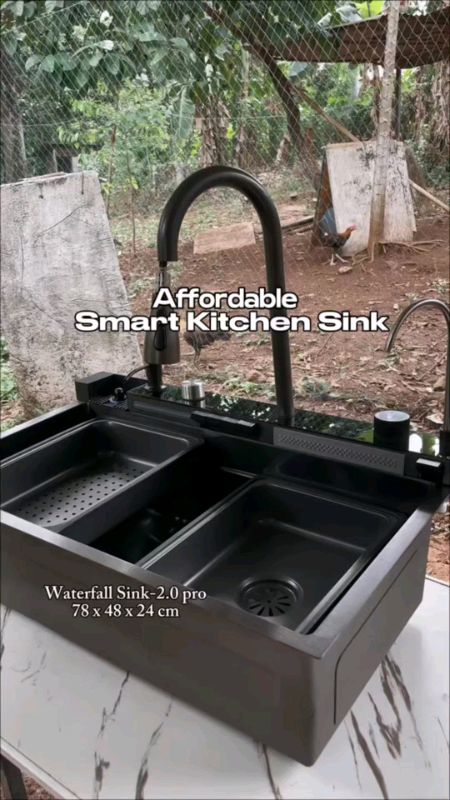Check out Kitchen Sink Stainless Steel SUS304 lababo kitchen sink waterfall integrated digital display #lababo #kitchensink #MasMuraSaShopee