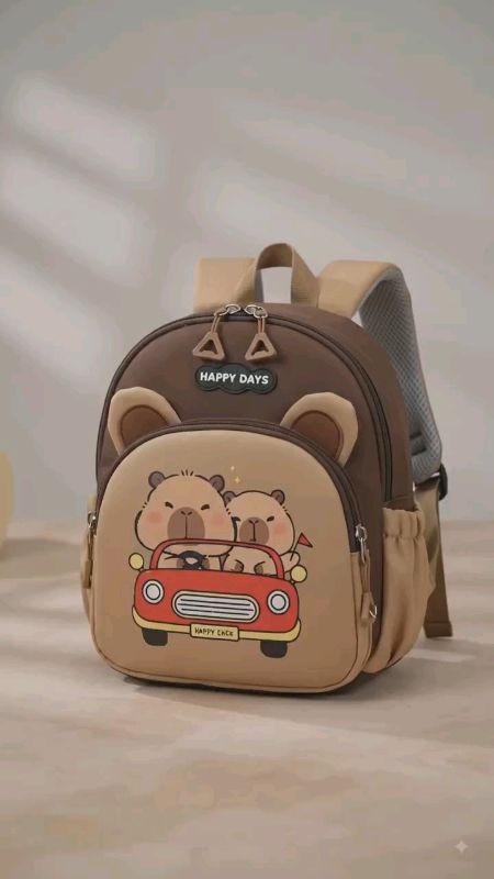 BACKSTREETYF Capybara Backpack, Large Capacity Nylon Capybara School Bag, Lightweight Cartoon Multi-pocket Kindergarten#FreeCoinsInShopeeVideo