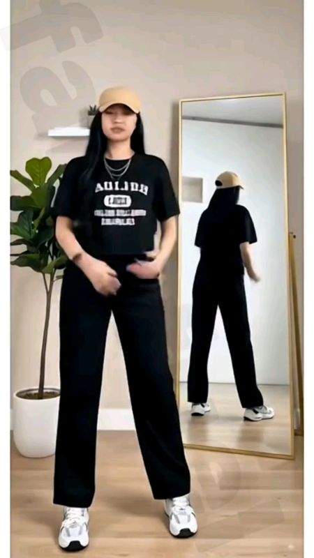 #Croptop Terno Pants Set Waffle Printed Small-Plus Size | DA&ABOUT THE FIT HLDY❤️
