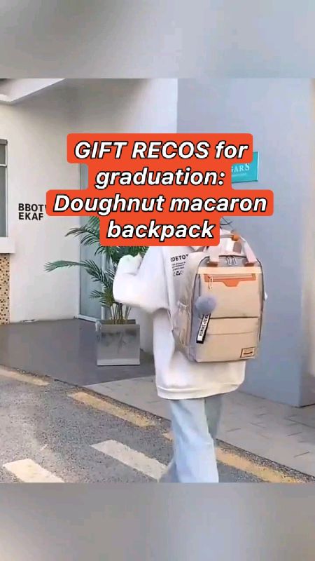 #FreeCoinsInShopeeVideo Doughnut macaron backpack laptop bag 15.6 inches Schoolbag Waterproof large capacity travel backpack