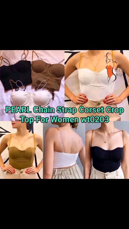 PEARL Chain Strap Corset Crop Top For Women wt0203✨