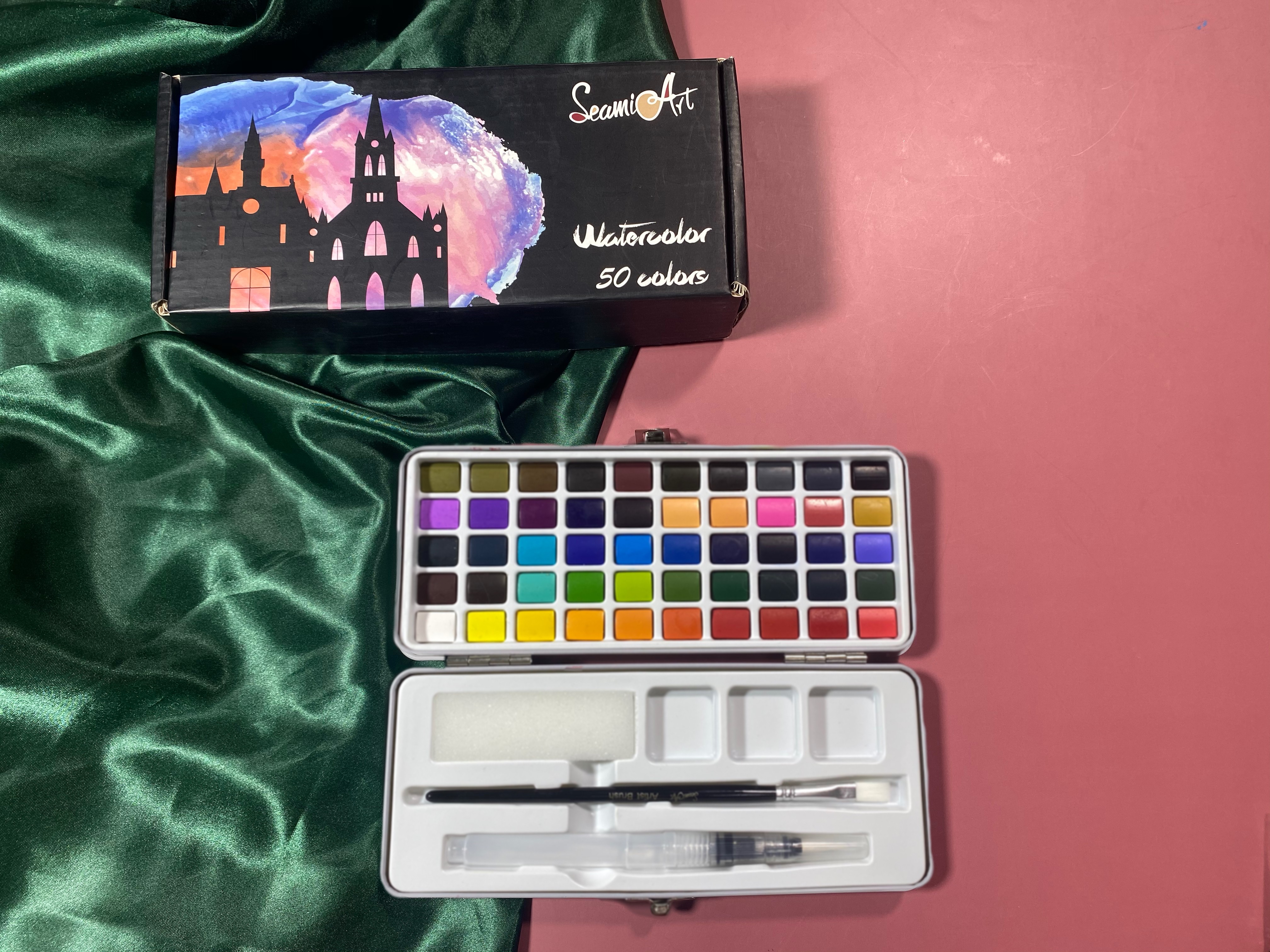 SeamiArt 50 Colors Solid Watercolor Gift Set#SeamiArt#Art#Stationery#Paint#gift#watercolor