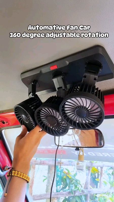Universal Car Fan 12v/24v Electric Three Head Automotive Fan 360° Adjustable Cooling Fan Low#FreecoinSashoppee #MasSulitSaShoppee