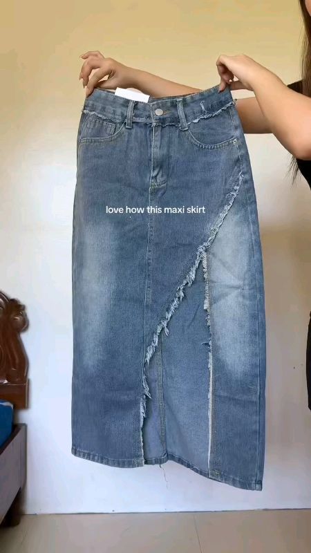 Plus Size~Long Skirt Slit Slim women Korean Midi Denim Skirt High Waist jeans A-line office maong #maxiskirt #skirt #denimskirt #longskirt #korean