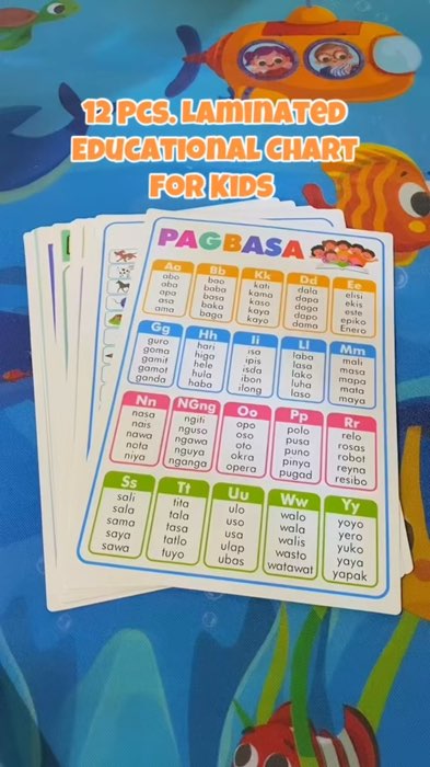 12 Pcs. Laminated Educational Chart for Kids