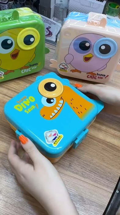 ￼Cartoon Dinosaur Lunch Box for Kids Double Layered Divided Insulated Lunch Box with Sauce Cup #lunchboxforkids #cartoondinosaurlunchbox #insulated