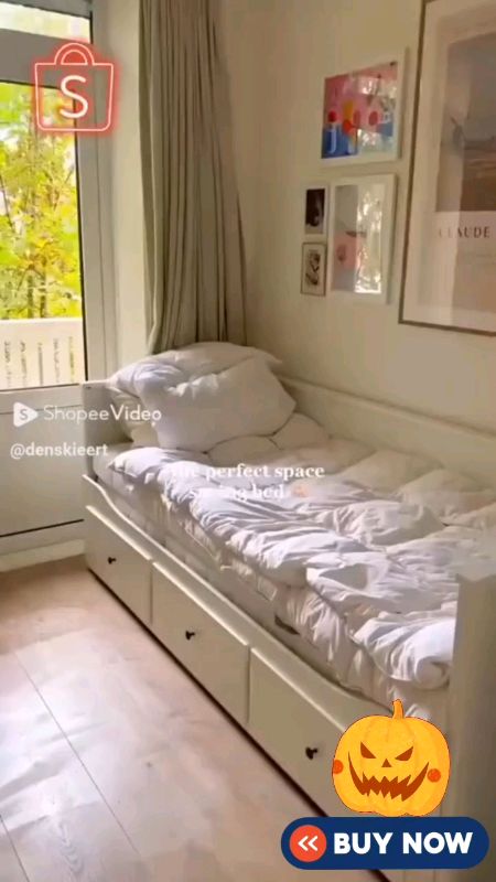 Wooden single bed frame with pull out #foryou #foryourpage #affordable #Bed #pullout #shoppeefinds #MasMuraSaShopee #viral