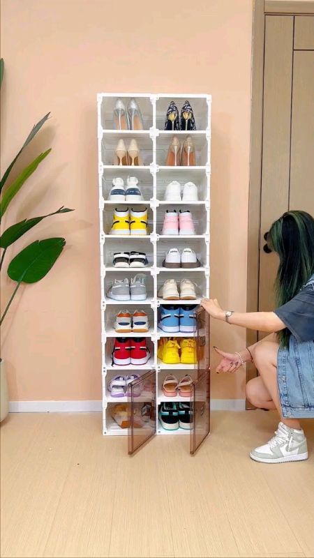 3/6/8/9 Layers Transparent Foldable Shoe Rack #shoerack #foldableshoerack #shoestorage #shoes