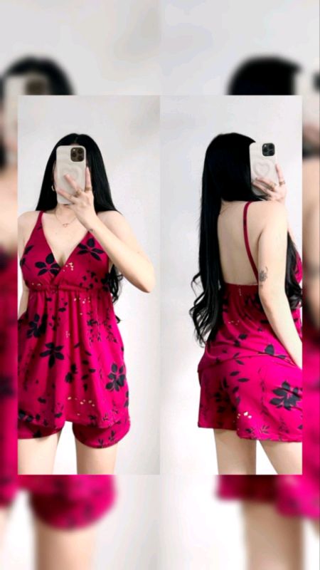 Terno Floral Spaghetti V-Neck w/ Chest Pad Top #OOTD #Fashion #terno #highquality #fyp #trending #MasMuraSaShopee #shopeeVideo #HugotSaShopee