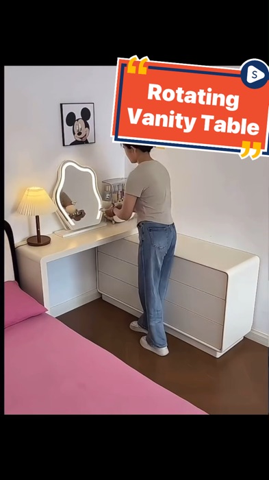 Vanity table with rotating movable parts for cosmetics with drawers #rotating #table #desk #vanitytable #bedroom