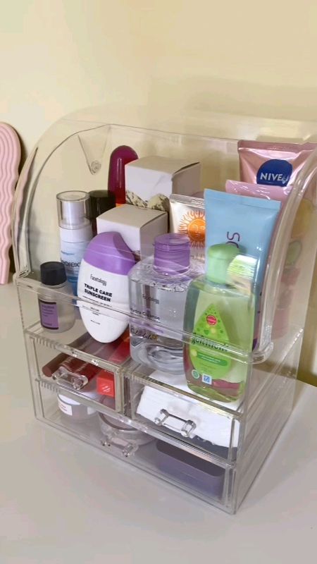 Acrylic Makeup Organizer Drawer Cosmetics Storage Box Transparent Dust Proof #FreeCoinsInShopeeVideo #MakeUpOrganizer #Storage #Organizer #Acrylic#Box