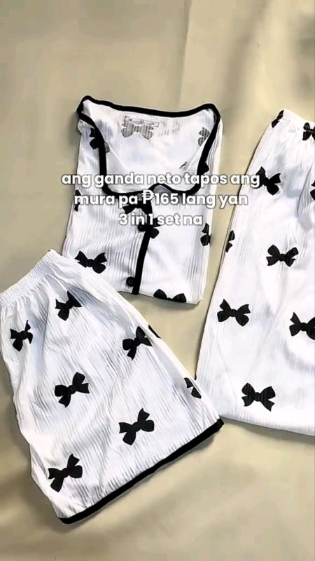 #stitch with itsurwifeyy 3 in 1 Pajama Set Korean Sleepwear Set Comfy Breathable Lounge Wear #FreeCoinsinShoppeVideo #MasMurasaShoppe #fyp