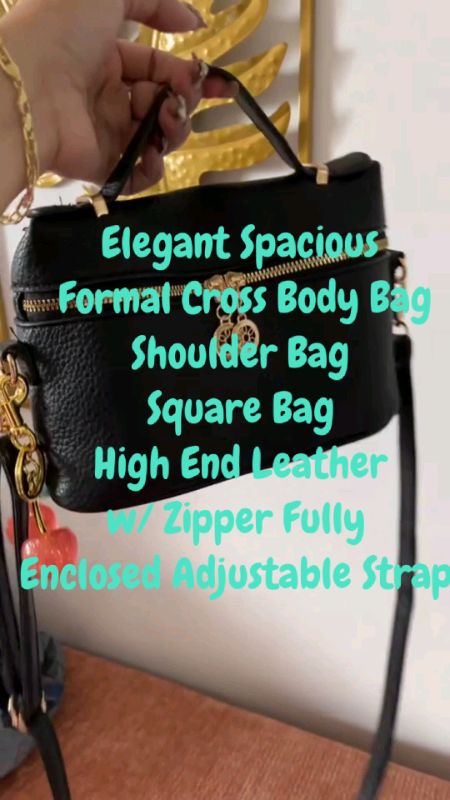 Elegant Spacious Formal Cross Body Bag Shoulder Bag Square Bag High End Leather with Zipper Fully Enclosed Adjustable Strap #bag #shoulderbag #highend