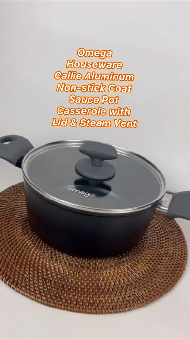 ￼Omega Houseware Callie Aluminum Non-stick Coat Sauce Pot Casserole with Lid & Steam Vent #trending #HugotSaShopee #fyp