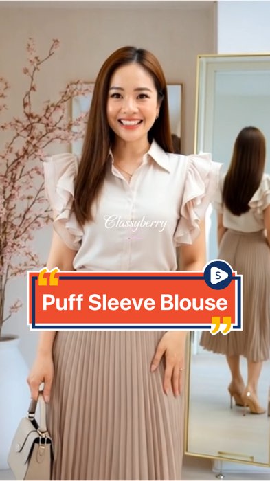 Classy Blouse and Skirt #woman #trendy #puffsleeve #rufflesleeve #elegant #classy #chic #graduation #fashionable #highquality #skirt #blouse #sale