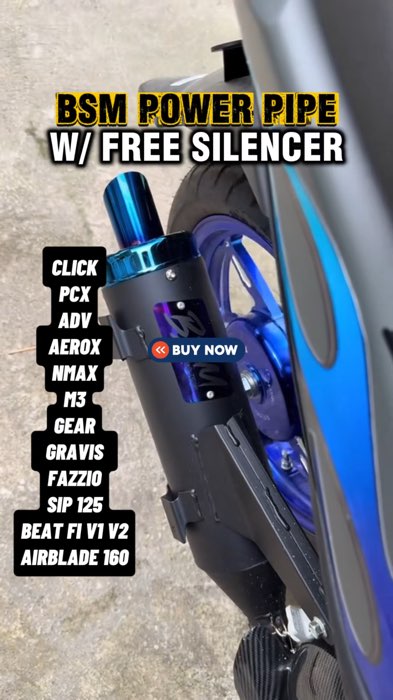 BSM POWER PIPE W/ FREE SILENCER - LTO APPROVED NO NEED REMAP AVAILABLE FOR ALL SCOOTERS #bsm #bsmpowerpipe #bsmpipe #scooter #ltoapproved #silencer #f
