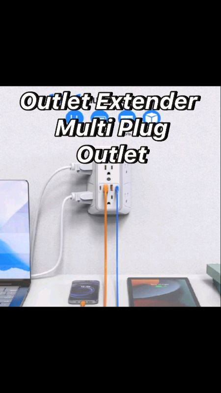 Outlet Extender Surge Protector 6 #Outlet Splitter USB Ports 2 Type C Multiple Plug Expander Wall #Charger #MultiPlug #Wall #home #shopeetagtowin #fyp