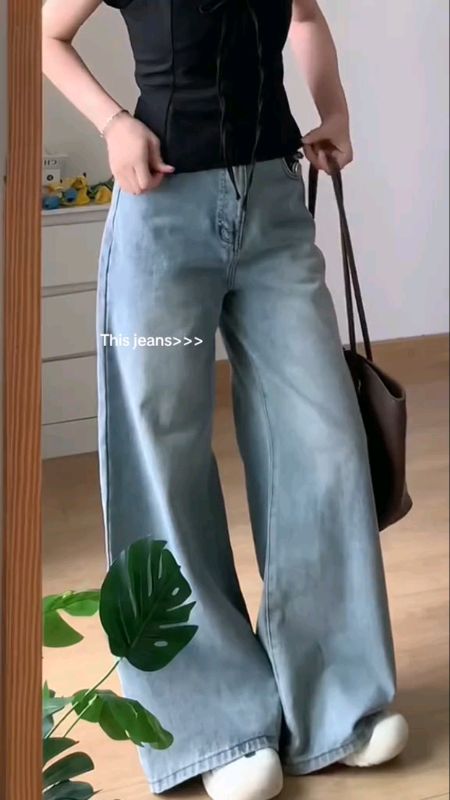 Rosh_Jeans Pants for Women Baggy Jeans pants Wide Leg retro denim High Waist Pants Korean Loose Pant #jeans #baggyjeans  #pants