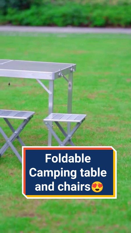 Outdoor Portable Table Camping Home Folding Table Height-Adjustable Foldable Table With Chair Set#viral #trending #family #gift #camping #summer