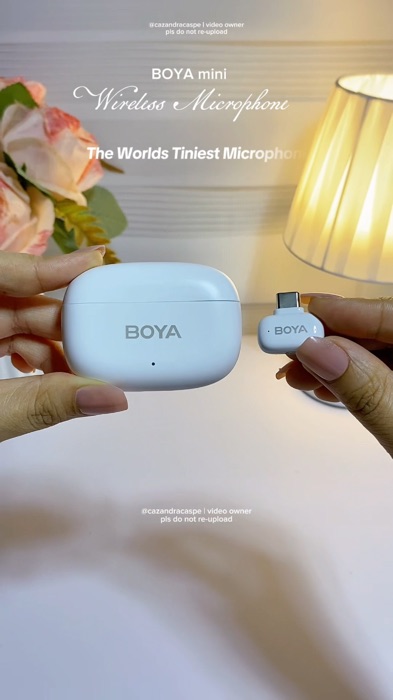 The world’s tiniest microphone 🤍 BOYA mini wireless microphone 😍 #boya #wirelessmicrophone #minimicrophone #MasMuraSaShopee #fyp