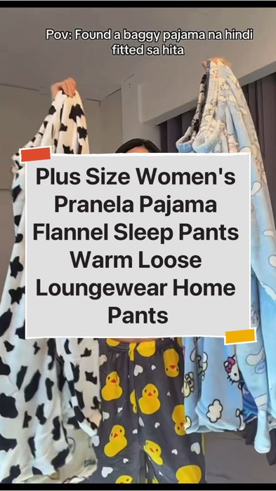 Plus Size Women's Pranela Pajama Flannel Sleep Pants Warm Loose Loungewear Home Pants#pajama #shopee #commsxtra