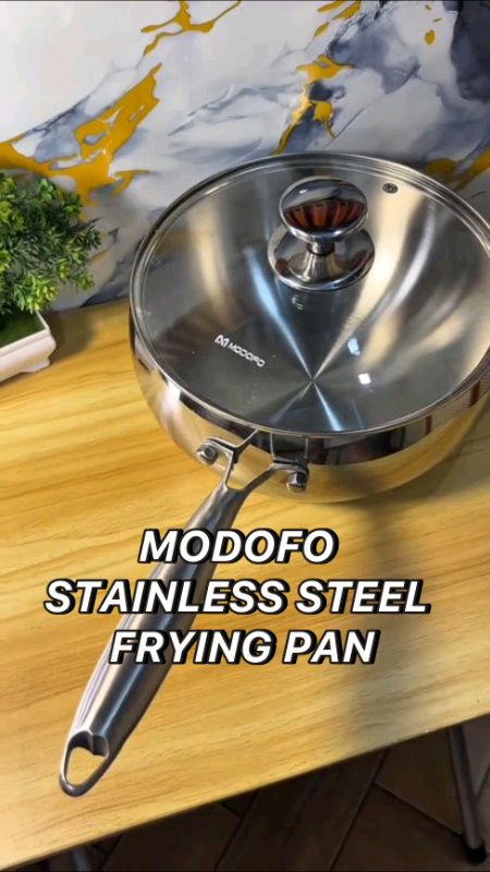 MODOFO STAINLESS STEEL FRYING PAN #stainlesssteelfryingpan #stainlesspan #caserole #stainlesskitchenutensils #stainlesskaserola #Home #stainlesskawali