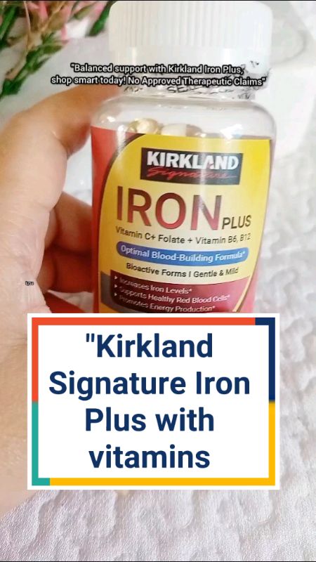 characters max + 5 hashtags) "Kirkland Signature Iron Plus with vitamins for daily support."   #KirklandIronPlus #IronSupplement #DailySupport #Shopee