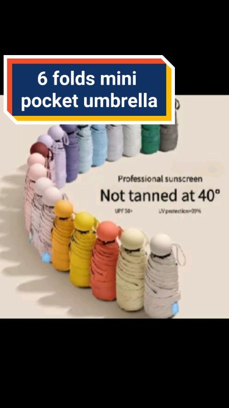 #umbrella 6Folds Mini Pocket Umbrella With UV Protection Lightweight Compact Foldable For Sun And Rain