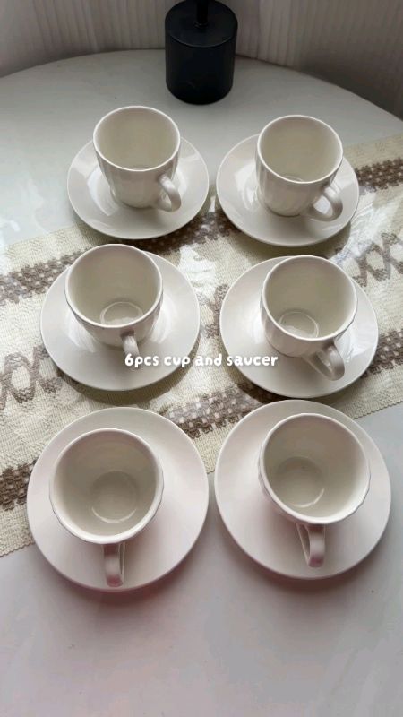 9'OZ White Ceramic Cup and Saucer Set 12pcs #cupandsaucer #mug #kitchenessentials #trend #dining #coffeecup #cup #trend #MasMuraSaShopee