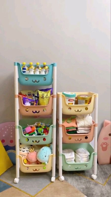 Toy Storage Trolley Bookshelf Snack Rack Organizer for Kids Bathroom Kitchen,Macaroon#organizer#budolfinds #shoppee #PinoyQualityFinds #fyp #trending