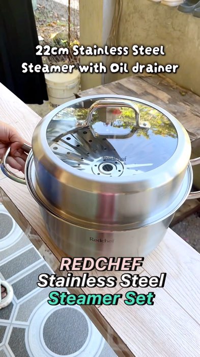 REDCHEF STAINLESS STEEL STEAMER #redchef #steamer #stainlesssteamer #redchefsteamer #oildrainer #steam #FreeCoinsInShopeeVideo #trending #viral #sale