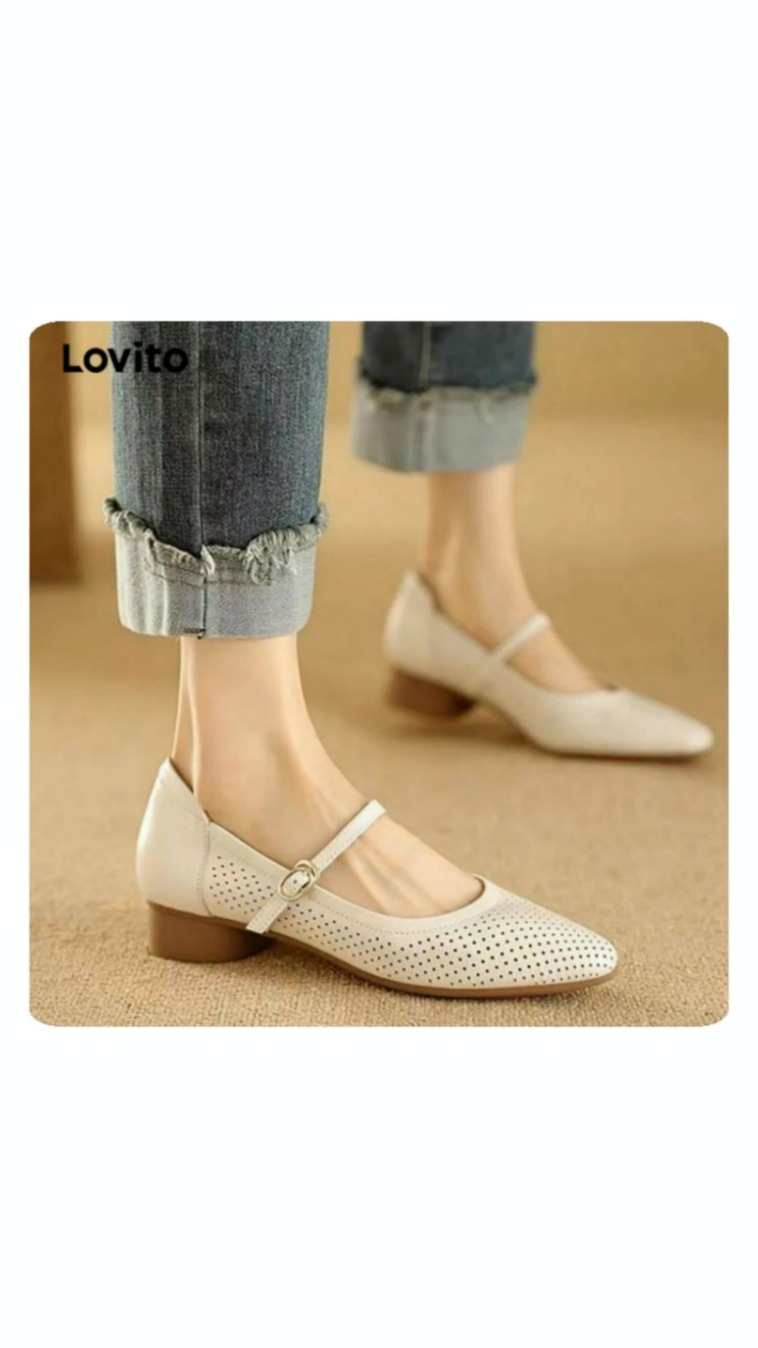 Lovito Women Preppy Heels Soft Sole Shoes Mom Shoes Commute All Seasons Apricot Heels LFA85069 #lovito #womenheels #softsole #commuteheels #apricot