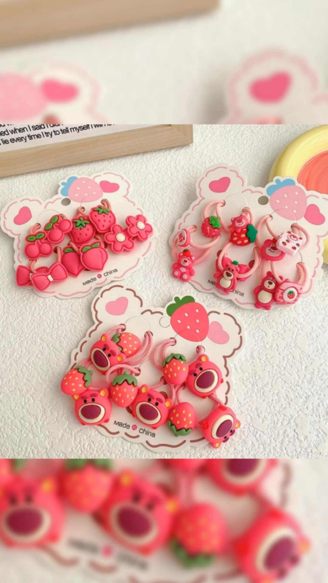 10PCS/CARD Cartoon Hair Tie Lotso Girls Hair Rope High Ponytail Holder for Kids Girls #hairtie #hairstyle #cartoon #girls