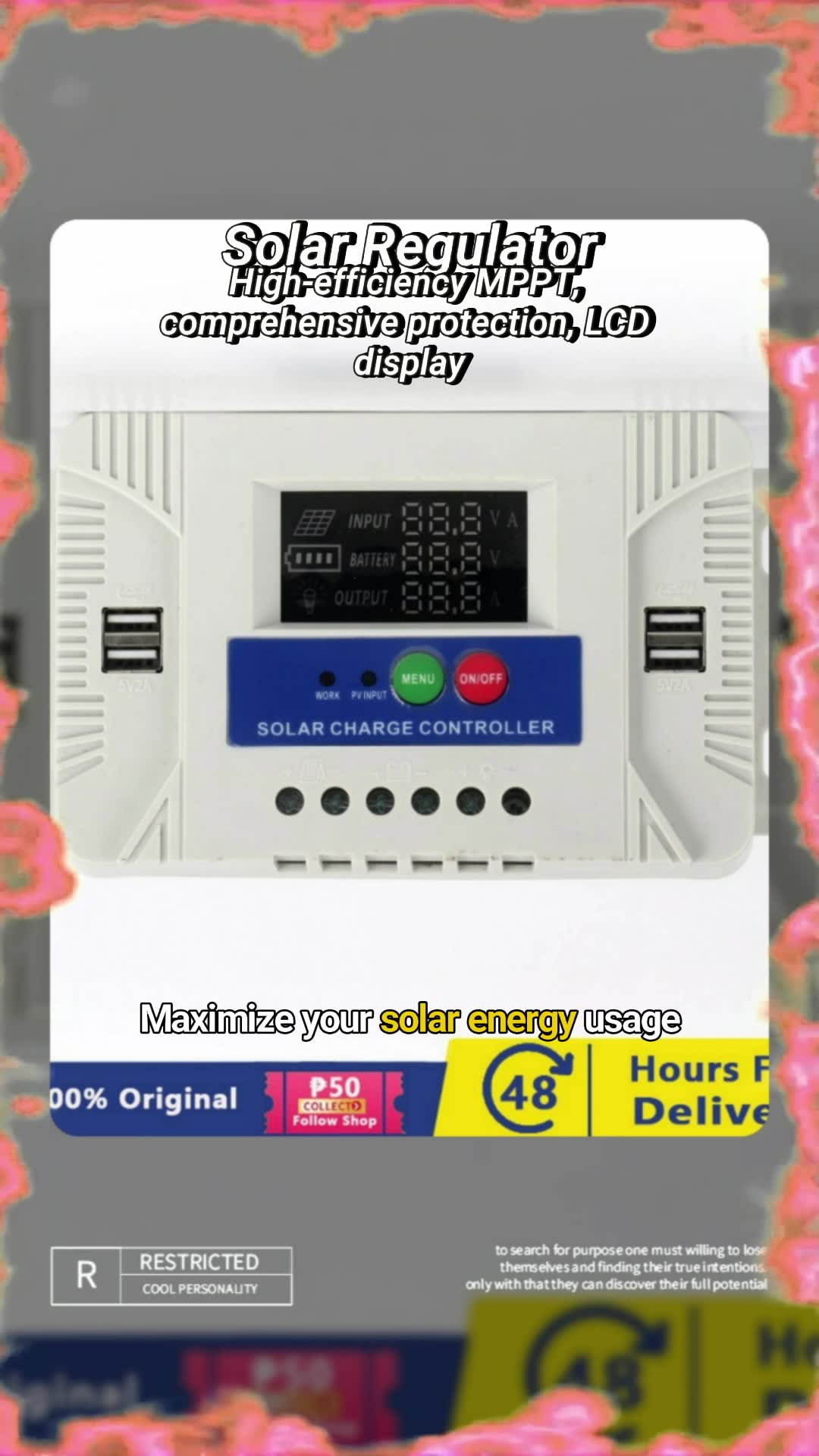 #solar #panel #regulator #controller #batterycharger #LCD #display #USB
