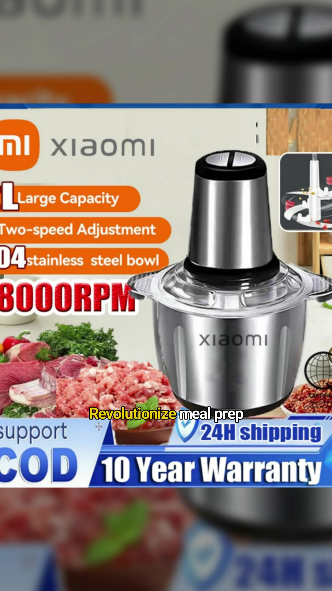 XIAOMI 18000PRM Meat Grinder 2L 304 Stainless Steel Food Grinder SS Kitchen Blender Food Processor #fyp